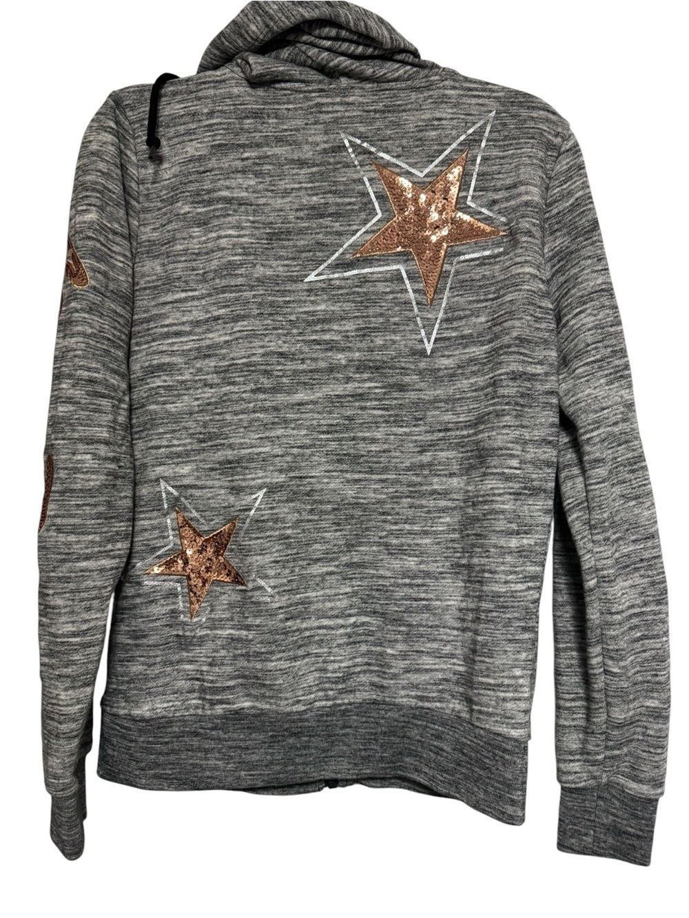 Victoria's Secret PINK Perfect Full-Zip Bling Hoodie Gray & rose gold sequins XS - Picture 4 of 6